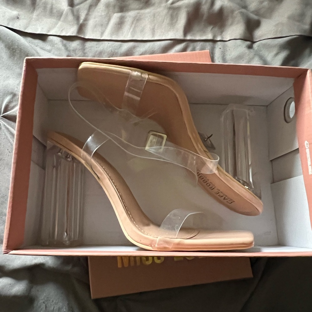 Miss Lola clear strapped heels